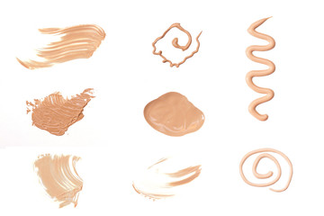 Foundation on a white background, a set of different strokes - isolate