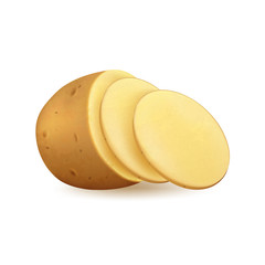 Sliced potatoes on a white background, vector illustration.