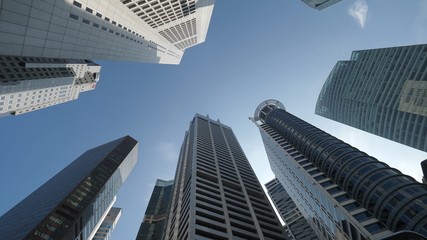 Fototapeta na wymiar Up view of business financial skyscrapers