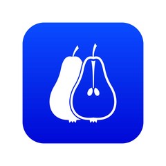 Pear icon digital blue for any design isolated on white vector illustration