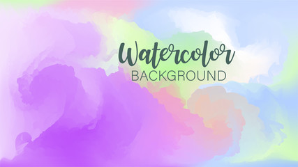 Pastel watercolor backdrop.  Fashion background. Watercolor brush strokes. Creative illustration. Artistic color palette. Vector illustration.