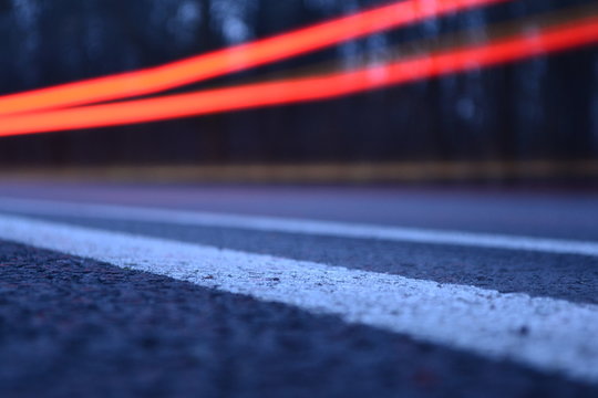 light trails on road