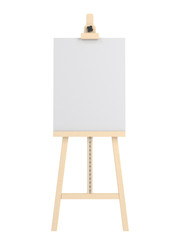 Empty wooden easel (empty canvas) isolated on white