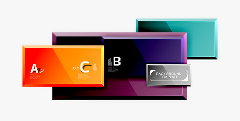 Geometrical design squares abstract banner, glossy shiny effects