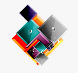 Obraz premium Geometrical design squares abstract banner, glossy shiny effects