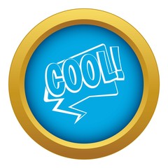 COOL, comic text speech bubble icon blue vector isolated on white background for any design
