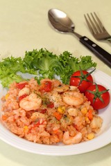 トマトとシーフードの炊き込みご飯