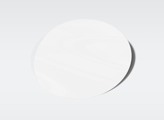 Rounded shaped sticker mockup isolated on white 3D rendering