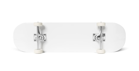 Skateboard isolated on white mockup 3D rendering
