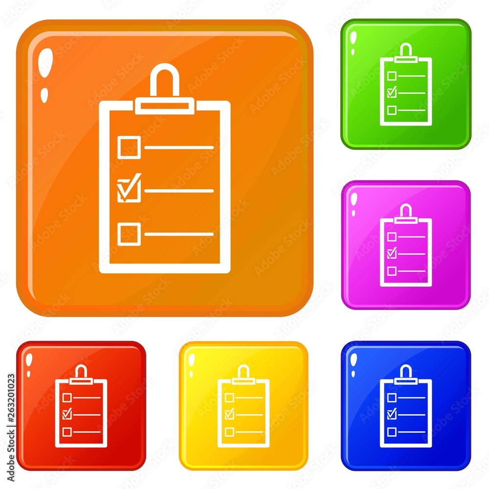Poster to do list icons set collection vector 6 color isolated on white background
