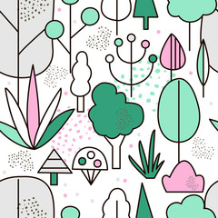 seamless pattern trees in park