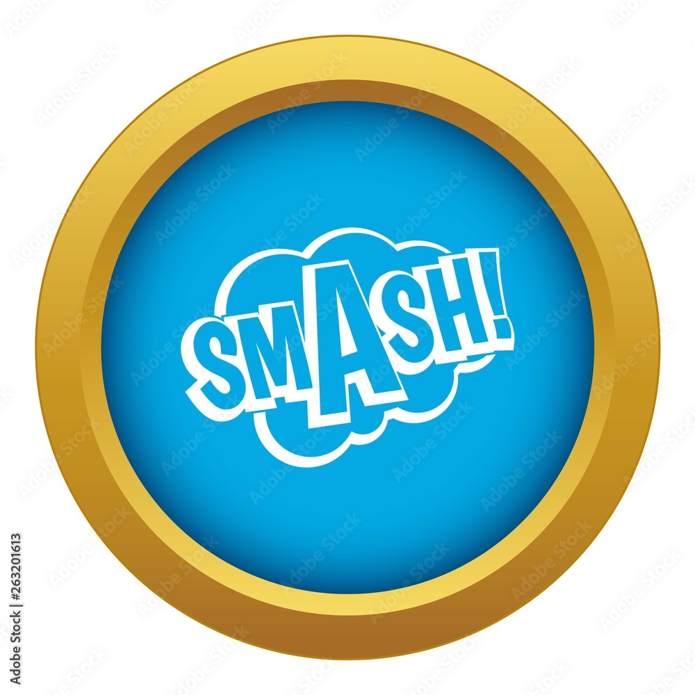 Wall mural SMASH, comic book bubble text icon blue vector isolated on white background for any design - Wall murals