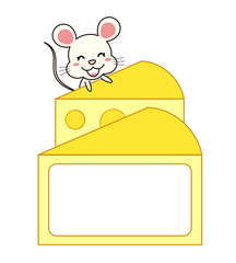 ねずみとチーズのフレーム Mouse and cheese frame