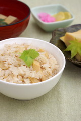 たけのこご飯とたけのこと蕗の炊き合わせ