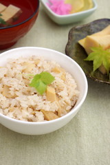 たけのこご飯とたけのこと蕗の炊き合わせ