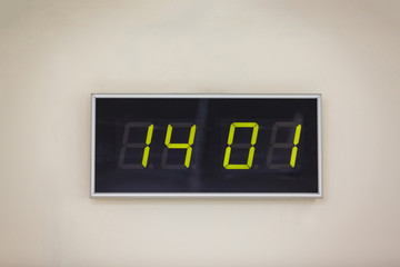 Black digital clock on a white background showing time 05.01 minutes