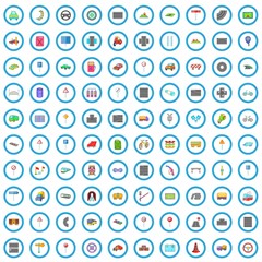 100 transport and road icons set in cartoon style for any design vector illustration