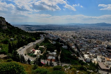 beautiful view from the height of the city in Greece