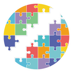 Hintergrund mit  bunten Puzzle-Puzzleteilen