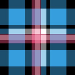 Tartan seamless plaid pattern in blue, black, pink, red and white combination for textile design