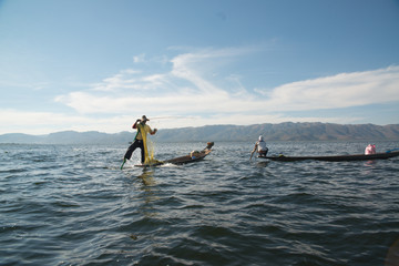 Fisherman in Inle Lake, Myanmar.