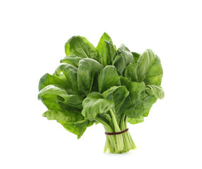 Bundle of fresh spinach isolated on white