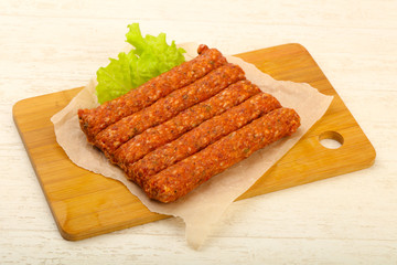 Raw beef sausages