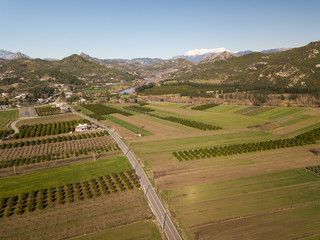 Beautiful spring landscape of green fields in Turkey
