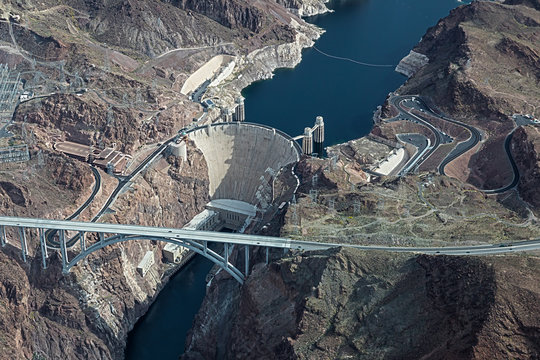 Hoover Dam, Colorado River, Aerial View