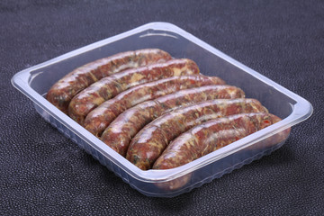 Raw lamb sausages