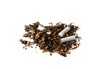 tobacco with cigarette isolated on white background