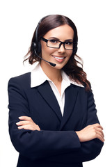 Portrait of customer support phone operator