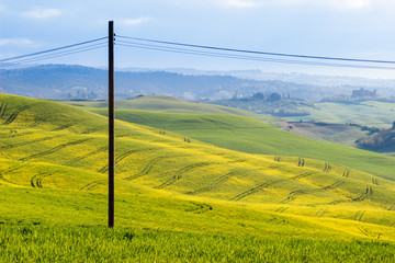 Beautiful view of the country hills near Siena, tuscany, Italy, in springtime
