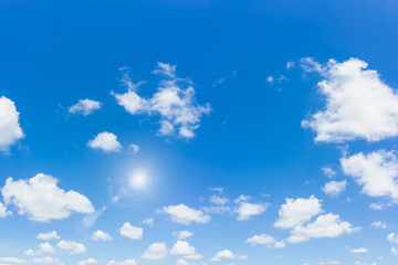 Blue sky with sun natural background.