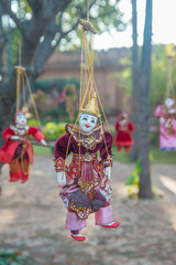 Bonecos marionetes (puppets) em Bagan, Myanmar.