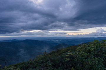 Colorful sunset over Blue Ridge Mountains, Blue Ridge Parkway, North Carolina