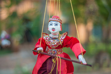 Bonecos marionetes (puppets) em Bagan, Myanmar.