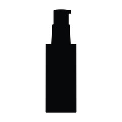 A black and white vector silhouette of a make up bottle