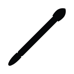 A black and white vector silhouette of a makeup brush