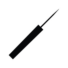 A black and white vector silhouette of an mascara brush