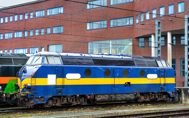 Diesel locomotive at Amersfoort station in the Netherlands