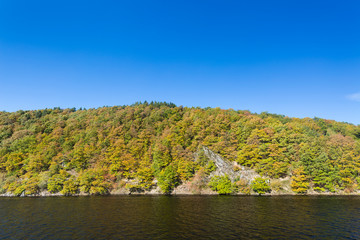 Fototapeta na wymiar Lake Rursee in Autumn, Germany, Eifel