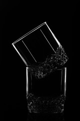 Still life of glass goblets to the light.