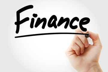 Finance text with marker, business concept