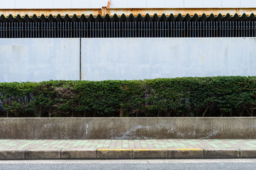 street wall background ,Industrial background, empty grunge urban street with warehouse brick wall