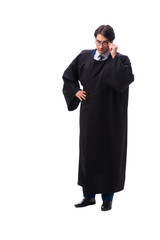 Young handsome judge isolated on white 