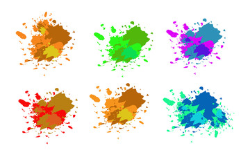 Smudges, various colors on a white background