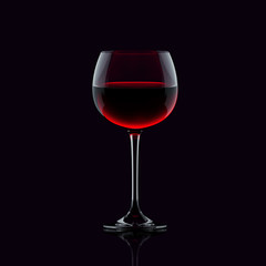 Glass of red wine on black. 3d render