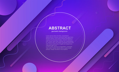 Minimal geometric business background with composition of shapes. Abstract dynamic cover design purple color.