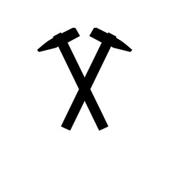 hammer icon, for graphic design of logo, emblem, symbol, sign, isolated on white background. Hand drawn, vector illustration